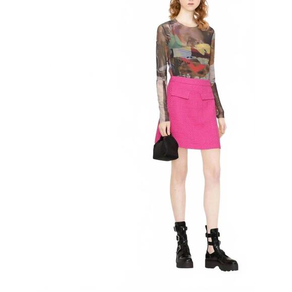 NEW MSGM high-rise tweed skirt in pink